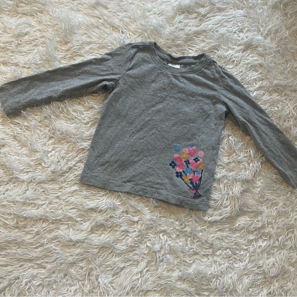GUC Hanna Andersson Gray Floral Long Sleeve T-Shirt Sz 4 - Picture 1 of 5